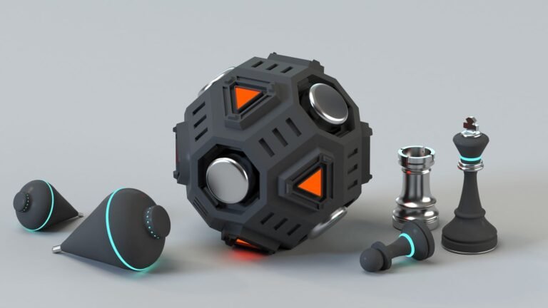 Sci-fi themed game pieces on a futuristic board